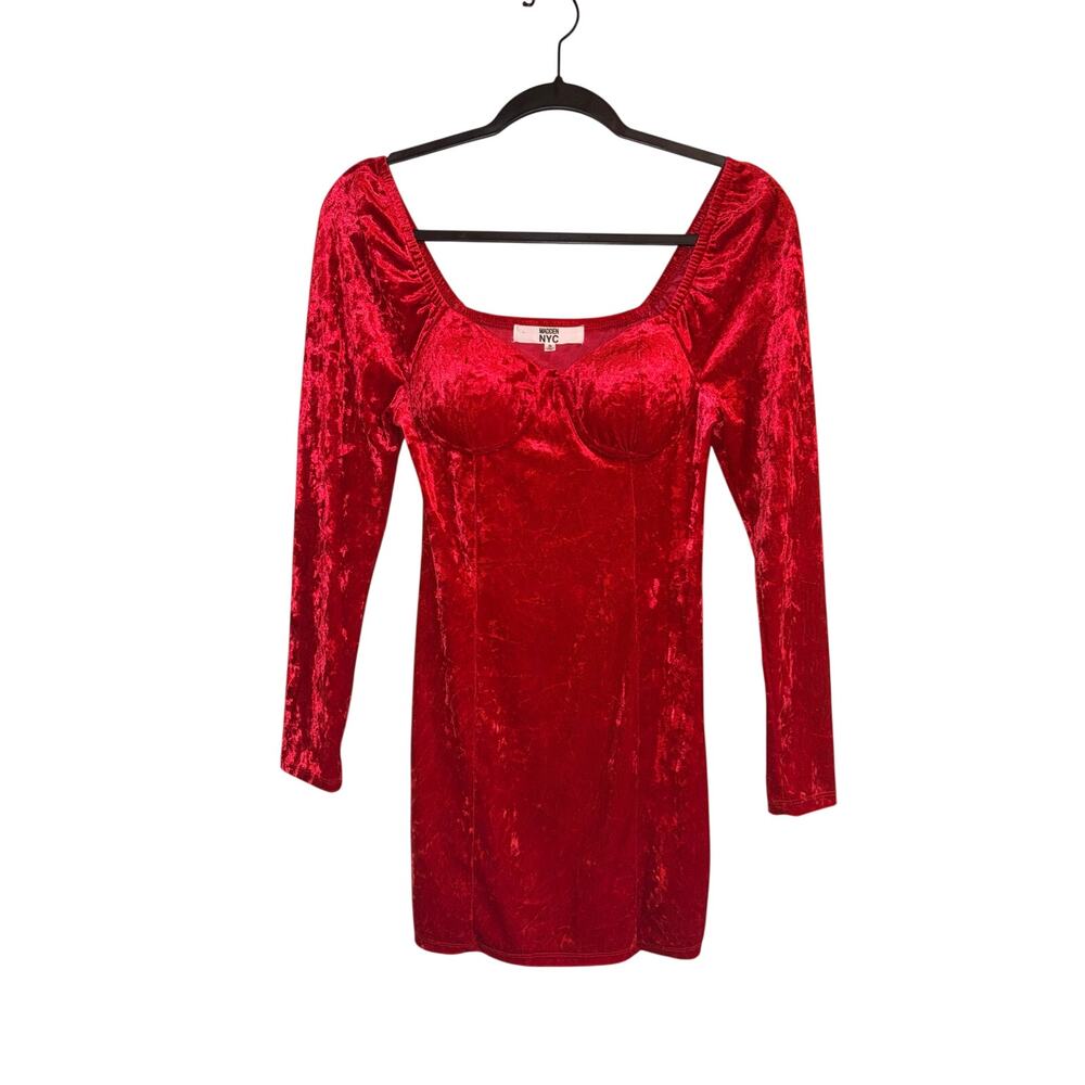 Madden NYC S Red Crushed Velvet Corset Bodycon Mini Dress Holiday / Costume